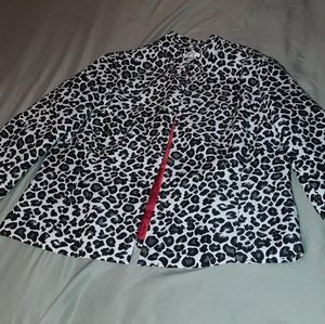 White and black cheetah print blazer